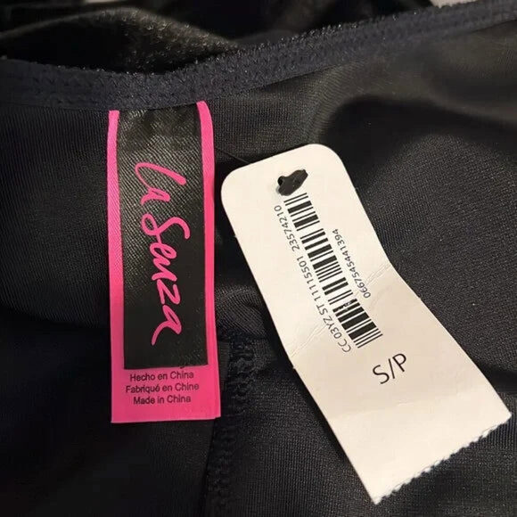 La Senza Black Velour Long Sleeve Open Back Bodysuit Size S NWT - Picture 10 of 11